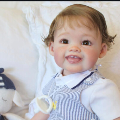 Painted Reborn Baby Doll 28inch Adorable Toddler Short Hair Cloth Body Handmade