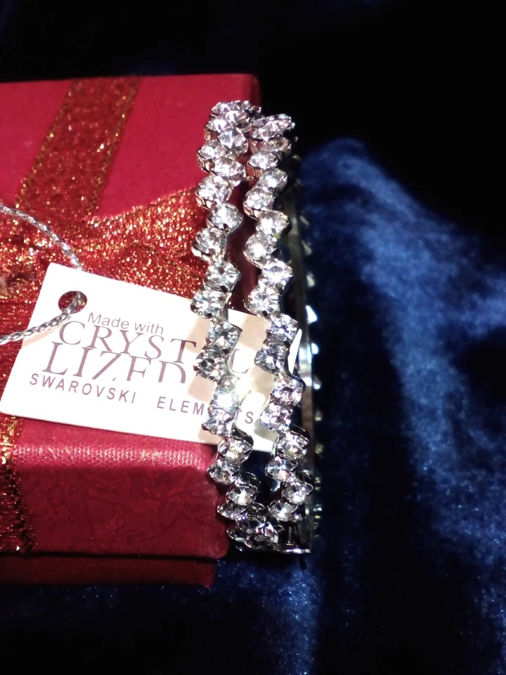 Orecchini Donna Cerchio Argento Rod. SWAROVSKI ELEMENTS ORIGINALI Gioielli oro k - Immagine 4 di 4