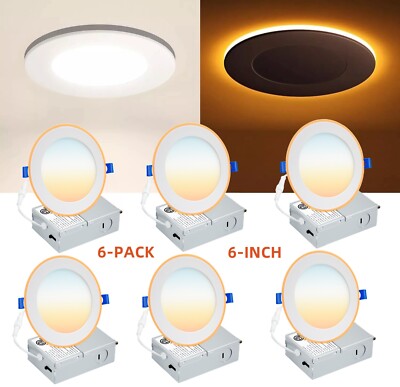 10-Pack Cutever 6-Inch Ultra-Thin LED Recessed Ceiling Lights – 6000K Daylight, 12W, Cool White, Round