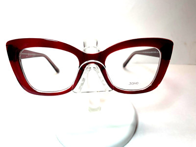 NEW SOHO by VIVID EYEGLASSES FRAME SOHO 1085 WINE CRYSTAL OVERSIZED LADIES