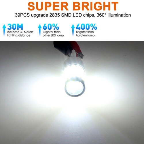 For Honda Accord Civic Sedan White 7443 LED Strobe Flashing Reverse Light Bulbs - Picture 6 of 12