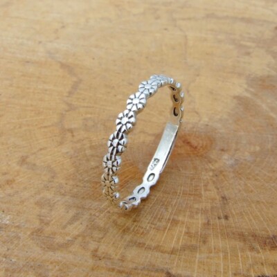 925 Sterlingsilber Gänseblümchenkette Blume Daumen oder Fingerband Ring Stapel