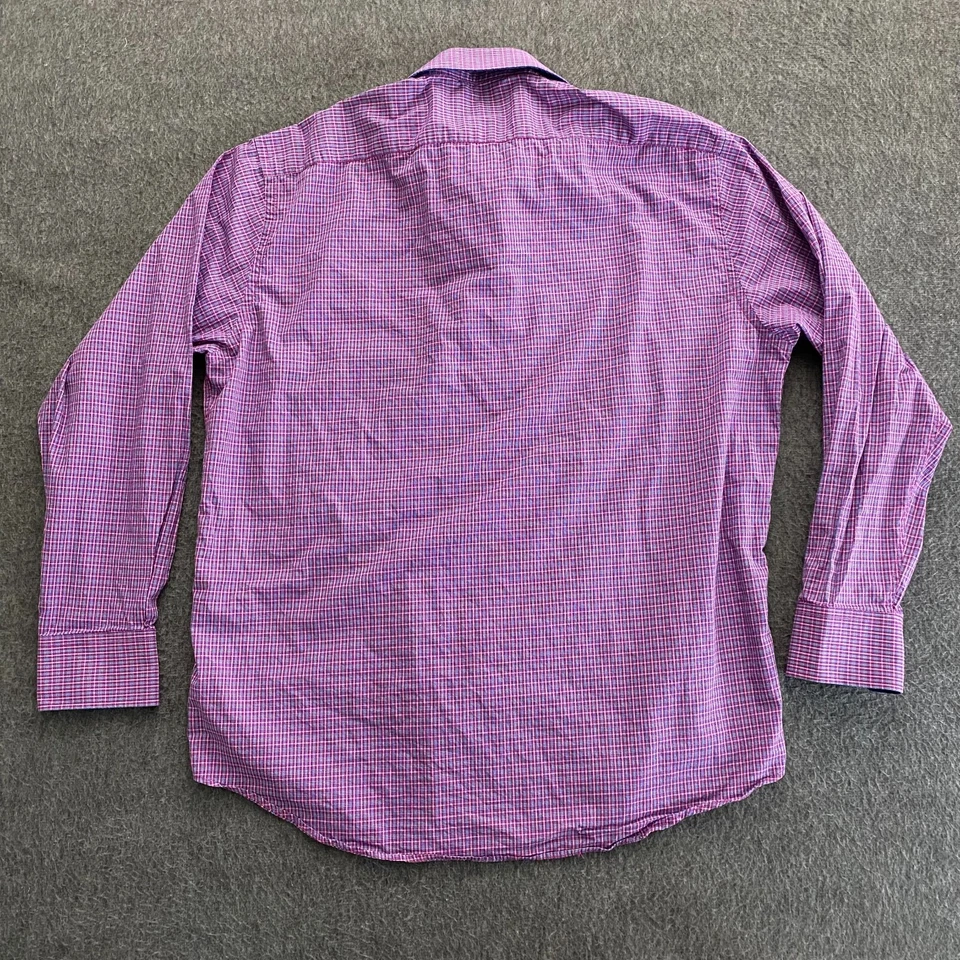 Camisa Bristol & Bull Para Hombres 2XL Roja Azul Cuadros Manga Larga Paisley Puños Abatibles Foto 4 de 4