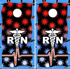 FADEPROOF Cornhole Board Wraps Laminated / RN Covid Nurse