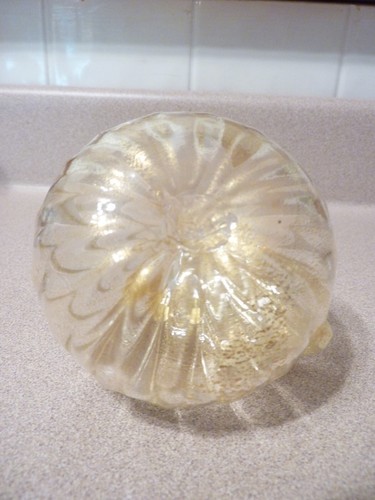 VTG MURANO HAND BLOWN ART GLASS BEIGE CLEAR PUMPKIN, 10 oz - Picture 9 of 14