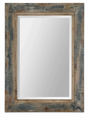UTTERMOST 13829 BOZEMAN FARMHOUSE MIRROR DISTRESSED SLATE BLUE AGED WOOD FRAME - Picture 5 of 5