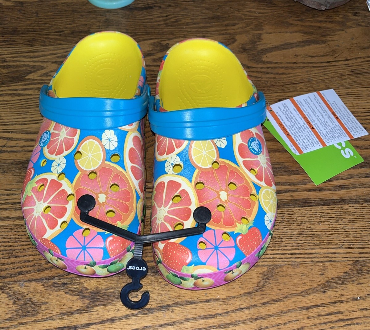 Crocs Crocband Fruit Clog Lemon Women's Men's HTF Print NEW