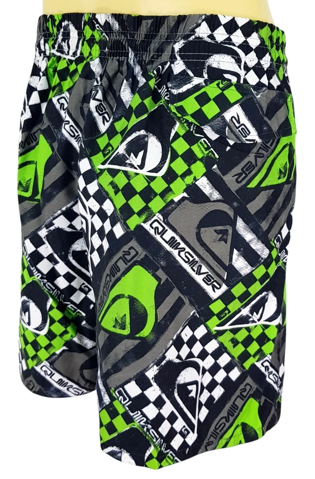 QUIKSILVER Mens Black & Green SWIMMING SHORTS Beach - 2XL - Waist 36-38" - £69 - Image 2 of 4