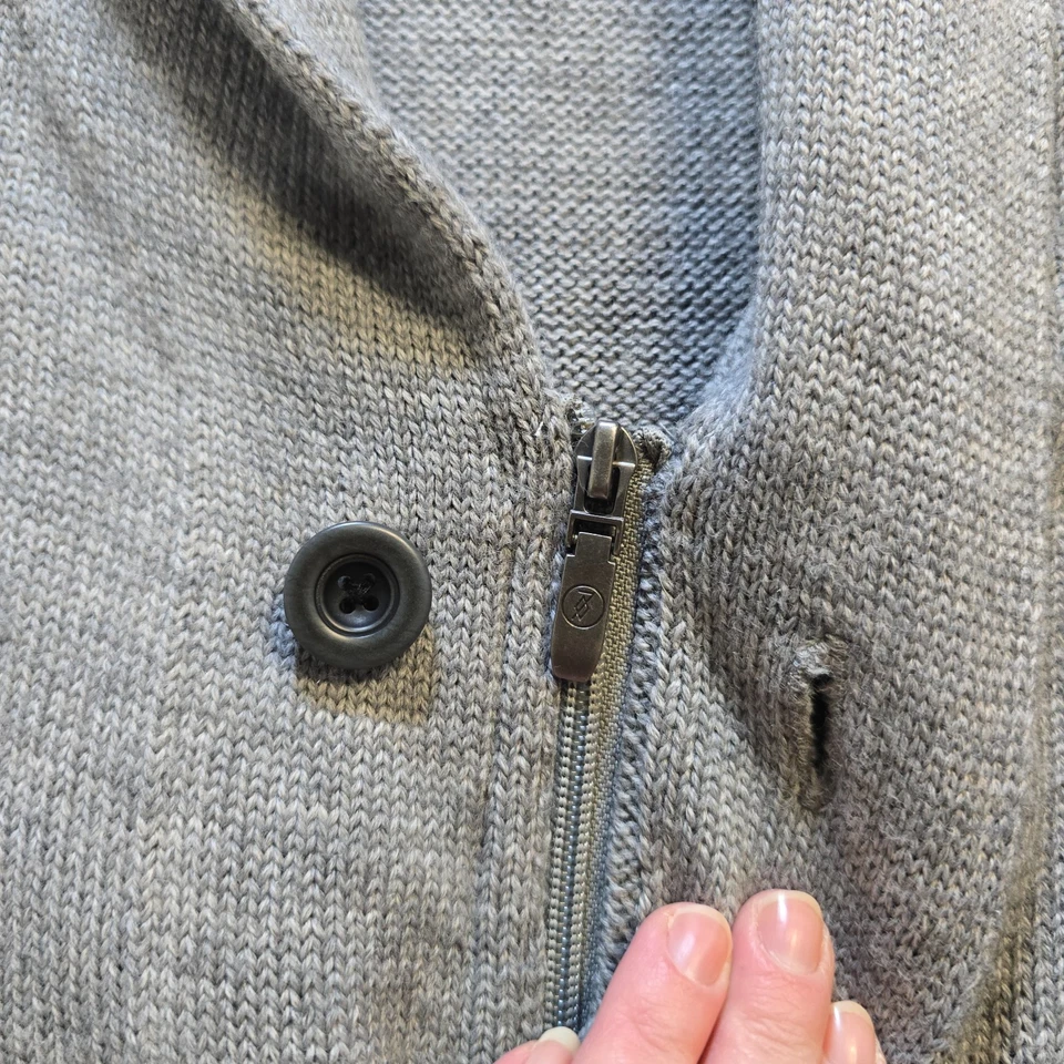 Suéter 7 Diamantes Para Hombres XL Gris Lana Cremallera Botón Codera Cápsula Academia Foto 4 de 4