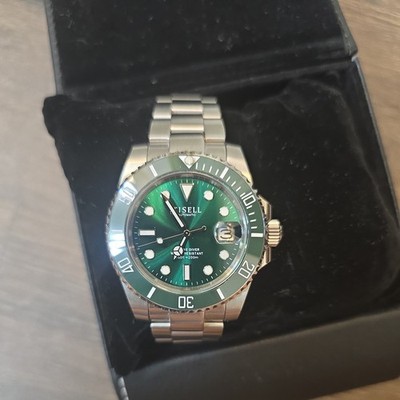 TISELL SUB Subby Diver Green Date 9015 automatic, BGW9, 200m WR, Sapphire, 40mm