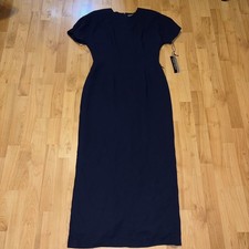  385 Vintage Linda Allard Ellen Tracy Dress 12 Modest Minimalist Career Navy tag