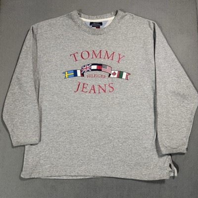 Tommy Hilfiger Jeans Vtg 90s USA Nations Long Sleeve Sweatshirt Sweater Shirt XL