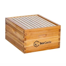 Langstroth 10-Frame Deep Brood Box with Wax Coated Frames & Foundation Sheets