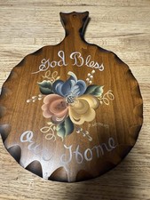 Hand Painted Floral Rosemaling Wood Cutting Board Wall Hanging