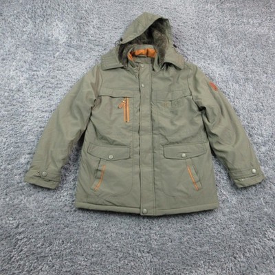 JP VOGUE Jacket Mens L Green Parka Hooded Lined Insulated Zip Mid-Length NWOT