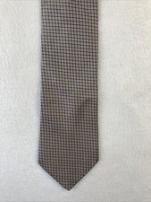 Club Room By Charter Club Men’s Tan Blue Tie Silk Made In USA Geometric EUC 57”