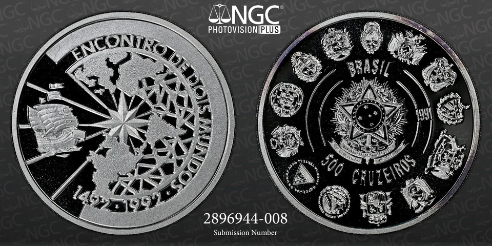 1991 Brazil S500CR Discovery of the Americas PF 69 UC Top Grade! - Image 4 of 4