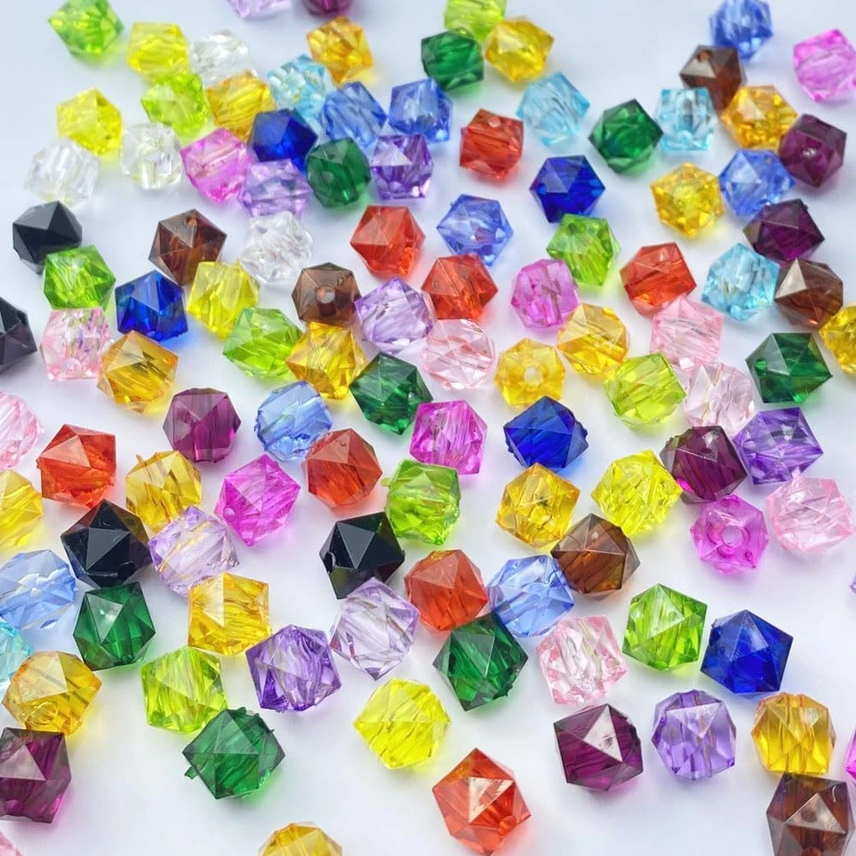 400Pcs 8Mm Acrylic Cube Faceted Beads Colorful Square Plastic Spacer Beads Loose - Image 4 of 4