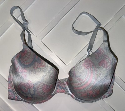 Victoria s Secret Satin Uplift Semi Demi Bra 32D Pink Blue 