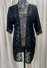Lace Robe Woman s Size S/M Black Bed Jacket Vintage