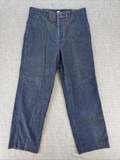 Vintage Lands End Pants Mens 32 Navy Blue Corduroy Straight Trouser USA Made 90s