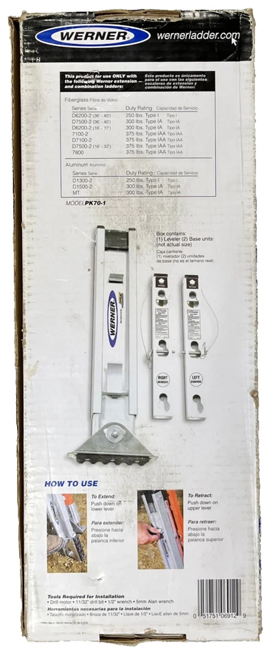 Nivelador de escalera Werner PK70-1 con accesorios de unidad de 2 bases Foto 3 de 4