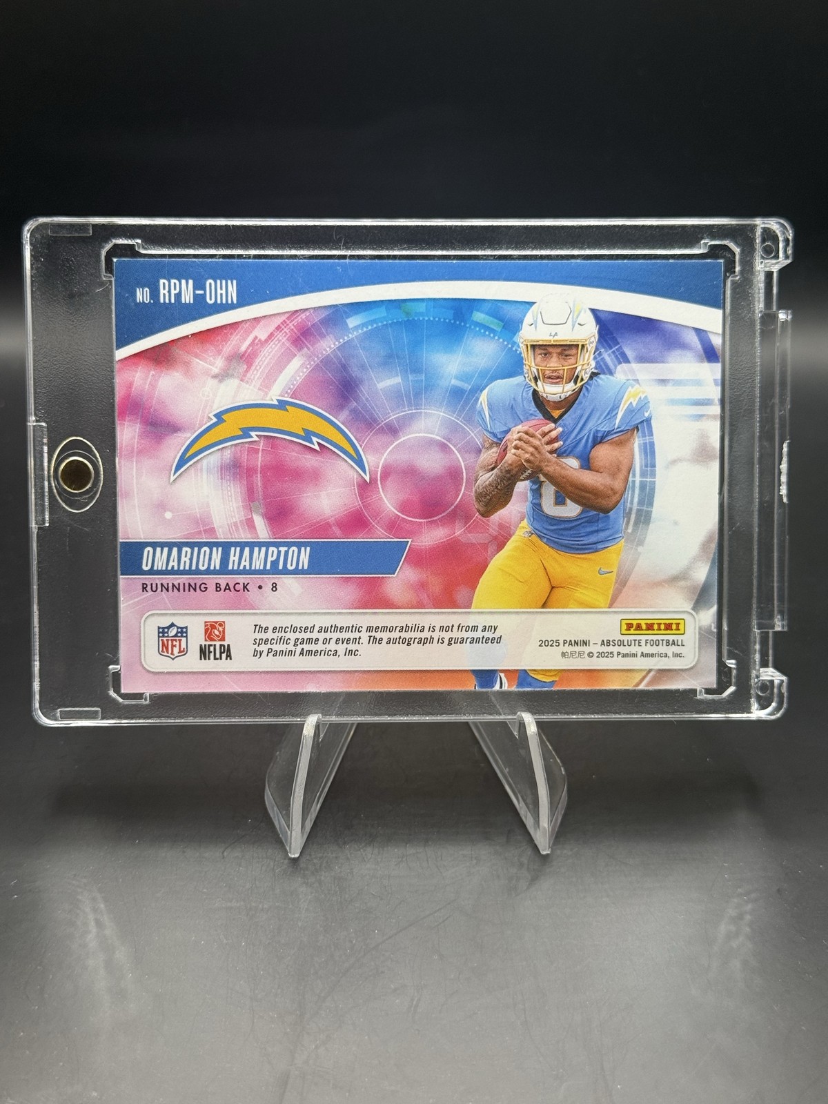 2025 Panini Absolute- Omarion Hampton RC Nike Swoosh Patch Auto /5 Chargers view 4