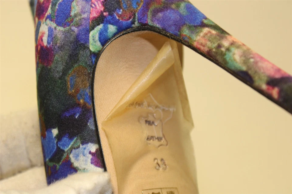 L.K. Zapatos de tacón de aguja Bennett NWD Fern para mujer 8 38 florales satinados hechos en España Foto 4 de 4