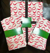 🎄Kate Spade Tablecloth 60 x 102 + 2 Sets of 4 Napkin 8pc Christmas Red Bow new