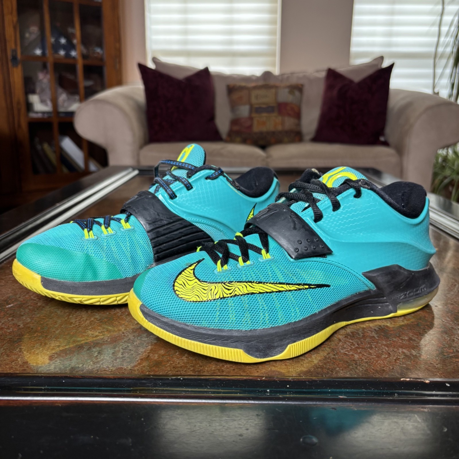 SAOLA Scarpe Nike KD 7 da uomo taglia 8 Teal Uprising basket sneakers sportive 653996 370