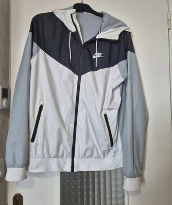 Coupe‑vent Nike colorblock – noir/gris/blanc capuche, poches zippées taille 36 - Photo 1/4