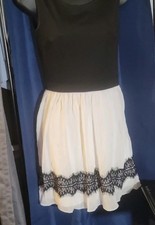 Sweet Storm Black White Lace Fit & Flare Sleeveless Lace Dress Size S