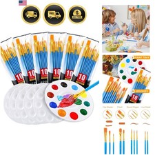 Painting Brush Palette Set, with 6 Packs of 60 Brushes and 6 Palettes,Nylon B...