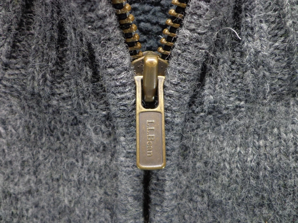 Chaleco Suéter de Lana LL Bean Para Hombres Grande Gris Cremallera Completa Forrado Sherpa Bolsillos Cálidos Foto 4 de 4