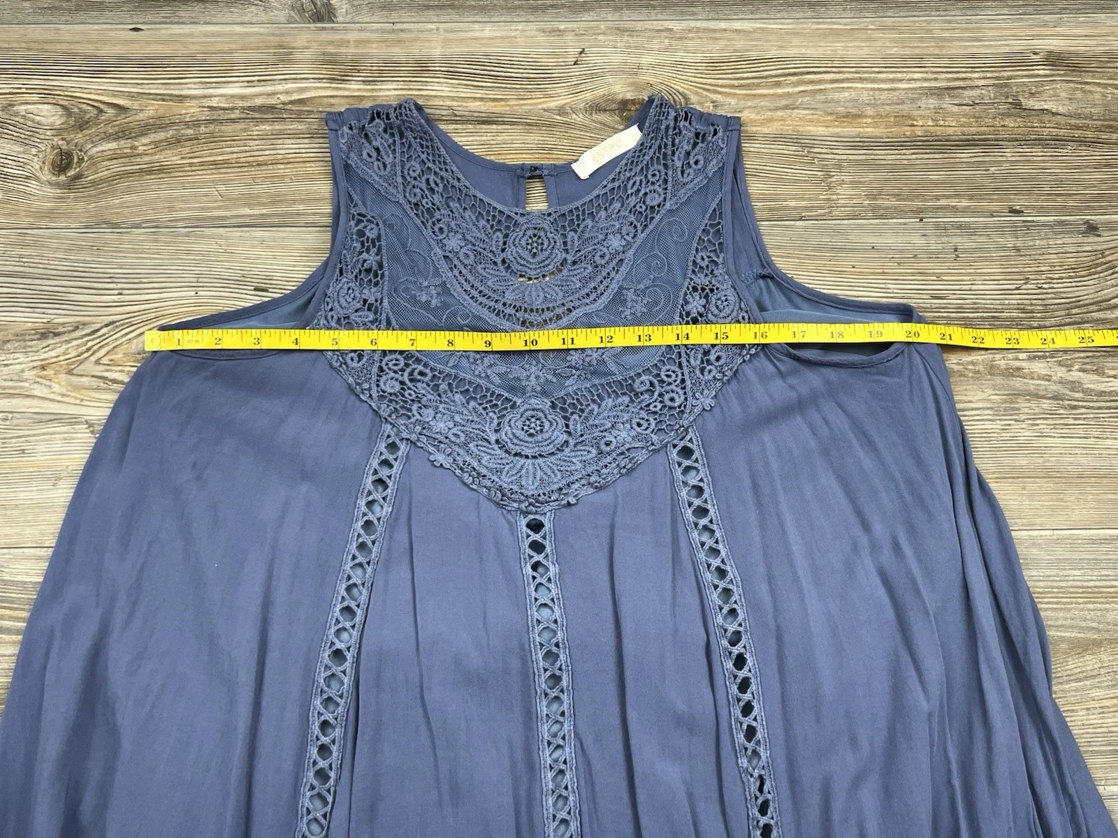 VETEMENTS Mini Abito Entro Blu Uncinetto Taglia S Boho Cottagecore Femminile Romantico Chic