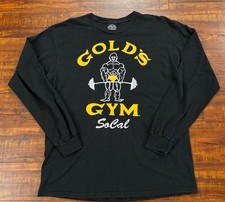Vintage 90  s Golds Gym Black Long Sleeve Shirt So Cal Size L Made In USA
