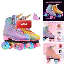 LEVYTEMP Roller Skates Women, Men Light-Up Wheels Double-Row High-Top PU