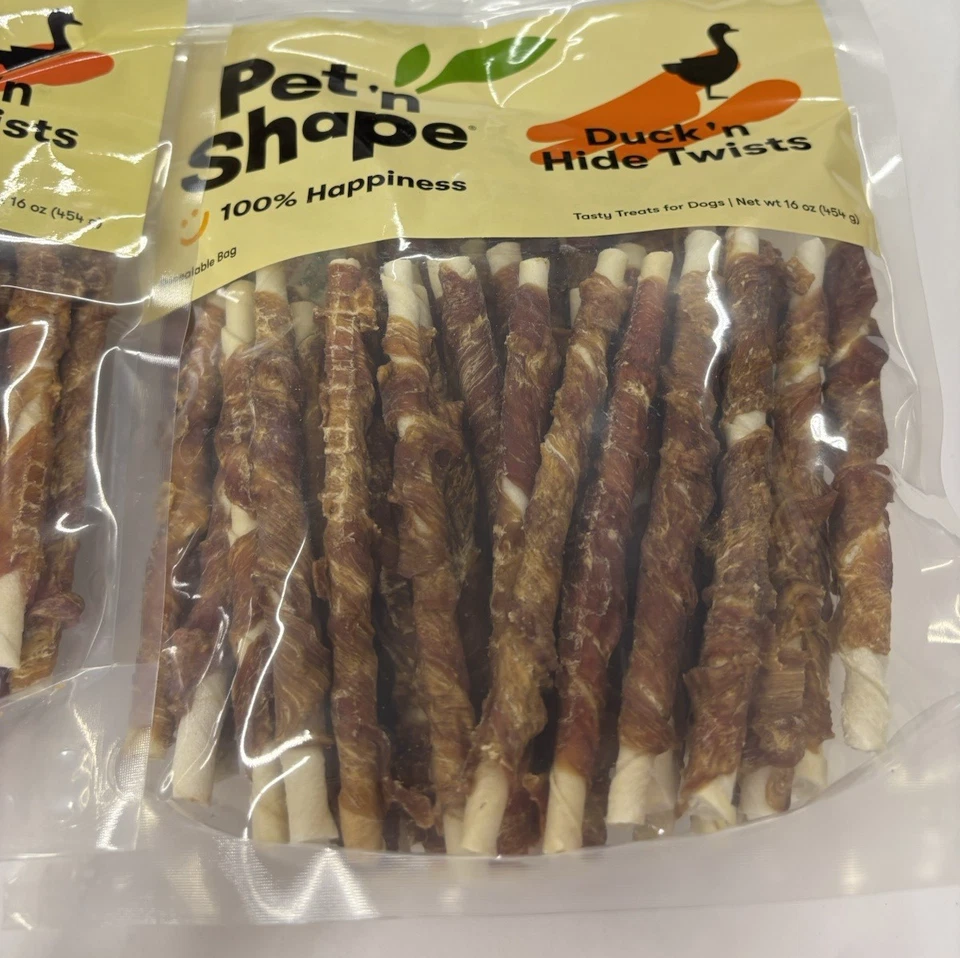 2 bolsas (16 oz cada una) golosinas naturales pequeñas para perros Pet 'n Shape Duck 'n Hide Twists Foto 4 de 4