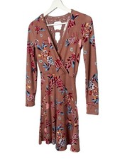 Candies Floral Fit Flare Dress Womens XS Long Sleeve Cutout Boho