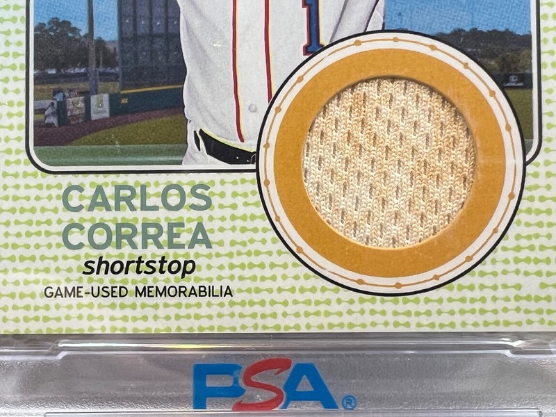 2017 Topps Heritage CARLOS CORREA Clubhouse GAME USED DIRTY Patch GU SP PSA 10