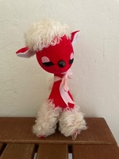 "Pestañas de felpa rellenas vintage Dakin Dream Pets Lucy Lamb oveja roja 6"""