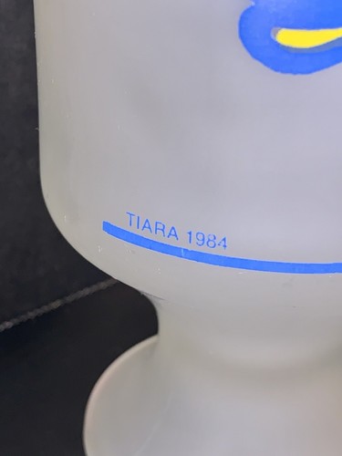 Tazza Indiana Tiara Vetro Smerigliato Piedi Blu e Giallo Farfalla e Fiore - Foto 6 di 13