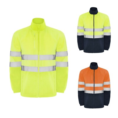 Neon Fleece Jacke Reflektierend Arbeitsjacke Wind- und Regenabweisend Gr. S-4XL