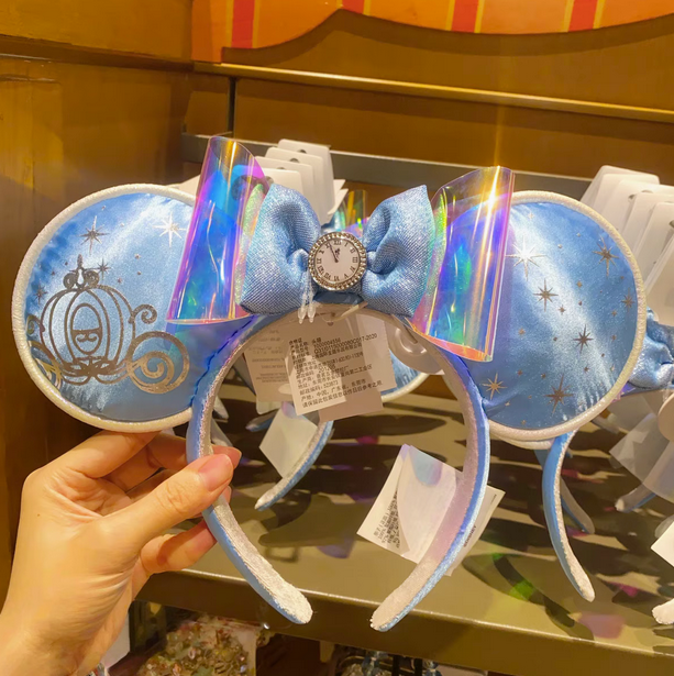 Disney Parks Cinderella Princess Minnie Mouse Ears Headband Blue and Silver Disney Parks 2024 Cinderella Minnie Mouse Blue Ears Headband  main image 4