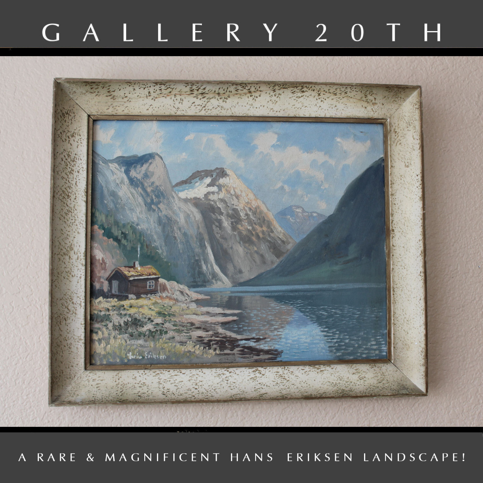 EPIC! DANISH HANS ERIKSEN ORIG. LANDSCAPE OIL PAINTING! ART VTG 30'S MID CENTURY