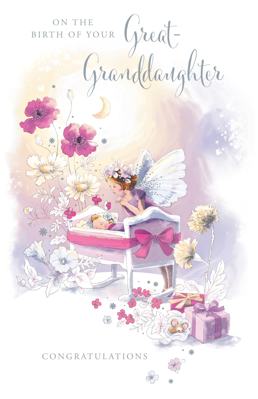 Birth Baby Great Granddaughter Card Fairy Foil Finish New Baby Lovely Verse