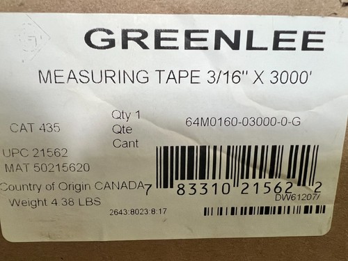 Greenlee 435 Conduit Measuring Tape 3000 ft x 3/16" - Picture 2 of 3