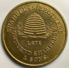 1857 Sharpless Brothers Dry Goods Store Philadelphia, PA Hard Times Trade Token