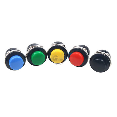 #ad #ad Round Push Button Switch 16mm Momentary Black Red Green Blue Yellow PBS1 16 NO $4.13