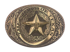 The State Texas Bull Star Gold Tone Belt Buckle Cowboy Rodeo Hebillas Vaqueras